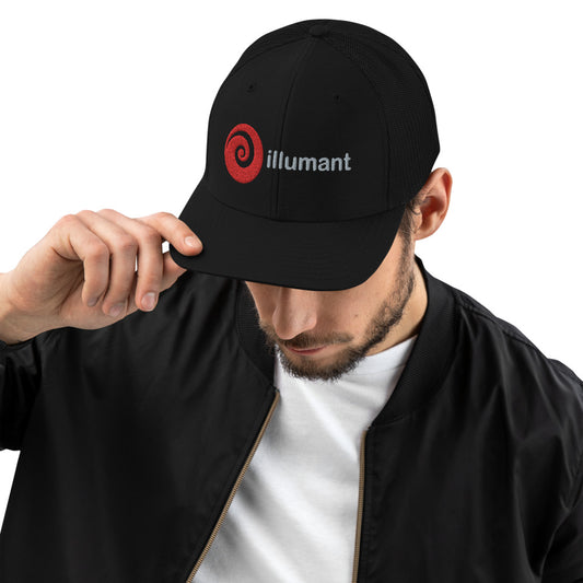 red logo trucker hat